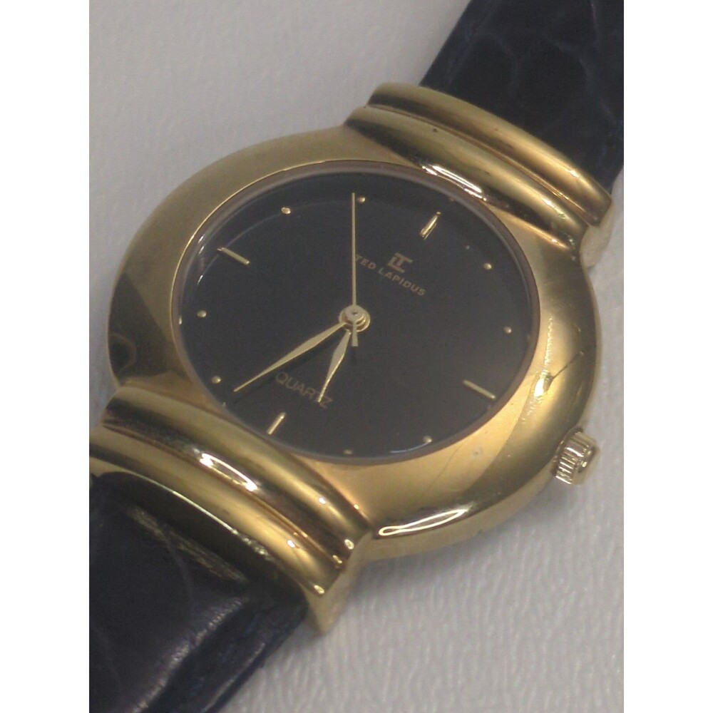 Ted Lapidus Water Resistant Stainless Steel Back Leather Strap Quartz Watch